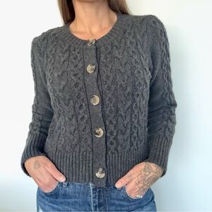 MAEVE By Anthropologie Charcoal Cable Knit Cardigan • Sz S